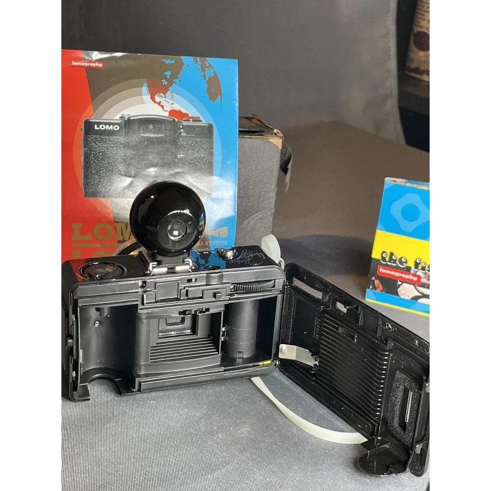 Vintage Lomography Fisheye 2 35mm Camera Bundle w/ Cap/Viewfinder/Booklets